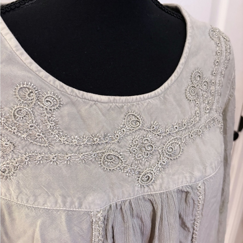 Parsley & Sage Green Embroidered Women's Blouse Top Size L - Picture 2 of 5